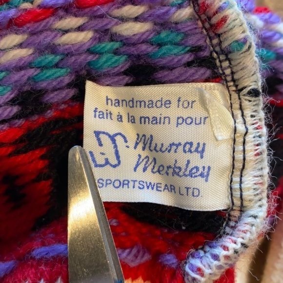 Vintage Murray Merkley Handmade Knitted Wool Beanie With Ear Flaps RARE - Picture 4 of 5